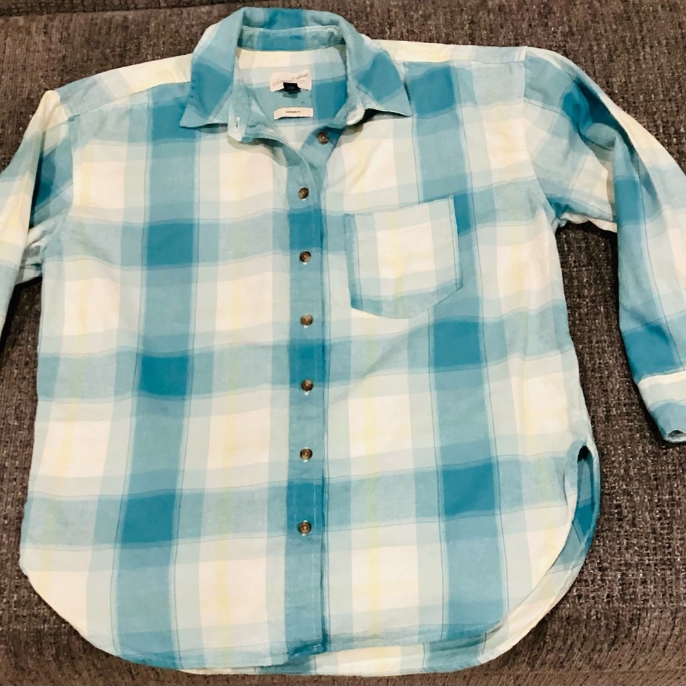 Universal Thread Teal and Cream Plaid Shirt